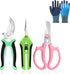 Garden Pruning Shears, Gardening Scissors with Stainless Steel Blades, Heavy Duty Hand Pruner with Gardening Gloves for Easy Flower and Plant Trim...