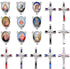 60Pcs/30Set Rosary Kits Cross and Center Medal Charms Alloy Religion Enamel Picture Jesus Virgen De Guadalupe Charm Crucifix Pendant for Diy Jewel...