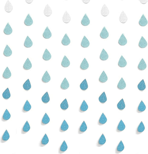 Yzurbu 24 Strings Raindrop Garland Decorations, Paper Hanging Rain Drops Decor Pieces for Baby Shower, Party and Centerpieces Decoration - Blue...