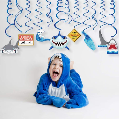 30Ct Shark Hanging Swirl Decorations, Under The Sea Party Supplies, Ocean Birthday Theme, Jaw Kids Decor for First Bday 1st Boys Girls Baby Shower...