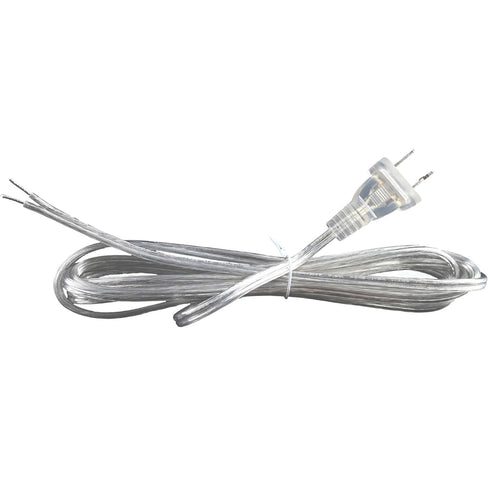 Clear Lamp Cord,8 Feet Length Silver Replacement Lamp Cords for Lamp Repair Fix DIY Project, Rewire Electrical Cable Cord with Plug, Tinned End Le...