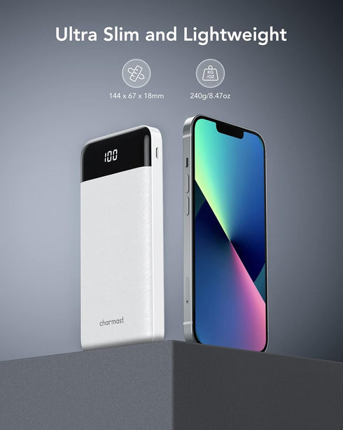 Portable Charger with Built in Cables, Portable Charger with Cords Wires Slim 10000mAh Travel Battery Pack 6 Outputs 3 Inputs 3A Fast Charging Pow...