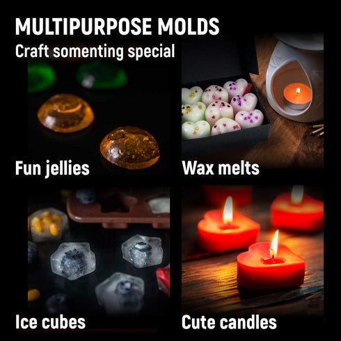 Chocolate Molds Silicone - Set of 6 (with Free Recipes eBook) - Non-Stick & Food Grade Candy Molds for Chocolate, Jelly Candies, Truffles, Bath Me...