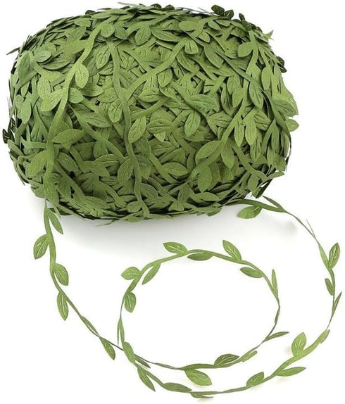 Olive Green Leaves Leaf Trim Ribbon 40 Yards for DIY Craft Party Wedding Home Decoration (Green)...