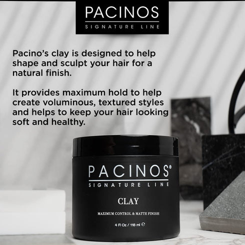 Pacinos Signature Line Clay Hair Paste - Long Lasting Styling Wax with Firm Hold for All Hair Styles 4 Oz...