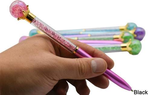 Maydahui 24PCS Crystal Gem Ballpoint Pen Retractable Colorful Pearl Quicksand Pens Black Ink for Students Party School Office...