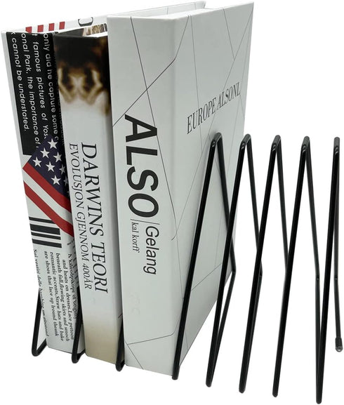 Book Organizer Magazine Holder, Desktop File Sorter Organizer Bookshelf Bookends Book End, Telescopic Bookend 7 Section (Black)...