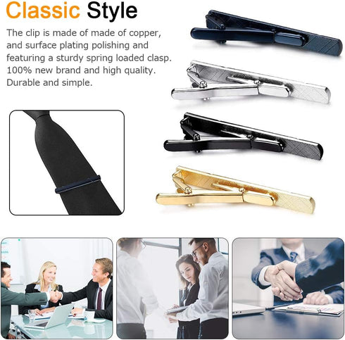 Roctee 7 Pack Tie Clip Set Mens Tie Bar | Formal Business Necktie Bar Pinch Tie Clip in Gold/Silvery/Black/Navy | Best Gifts for Father, Lover, Fr...