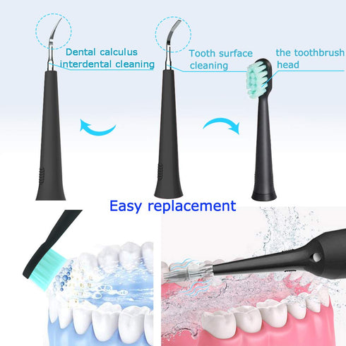 Electric Dental Calculus Remover, Household Tartar Scraper Tartar Remove for Fighting Tartar Tooth Stains Teeth Polishing, 4 Replaceable Heads, Po...