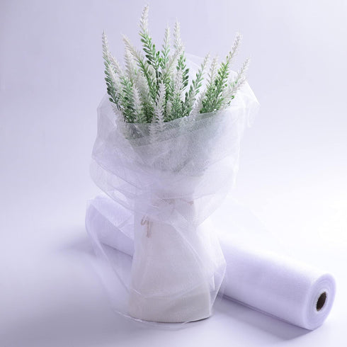 Crystal Organza Fabric Tulle - 16" by 50 Yards Sheer Fabric for Wedding Party Decoration Bridal Shower Tutu Roll Netting Spool Ribbon Wrapping (Wh...