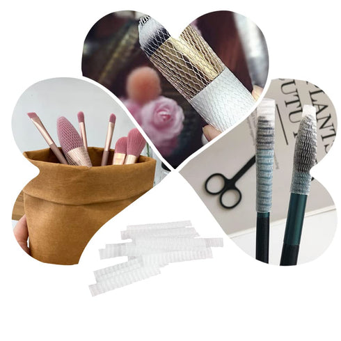 100 Pieces Makeup Brush Protectors Expandable Makeup Brush Nets Reusable Makeup Brush Meshes for Women and Girls Storing Cosmetic Brushes...
