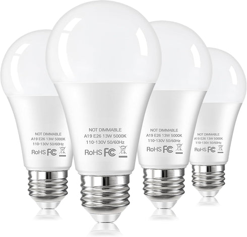 LED Light Bulbs, 100 Watt Equivalent A19 LED Bulb Daylight White 5000K, 13W Bright 1500 Lumens E26 Standard Base Bulb for Bedroom Kitchen Office L...