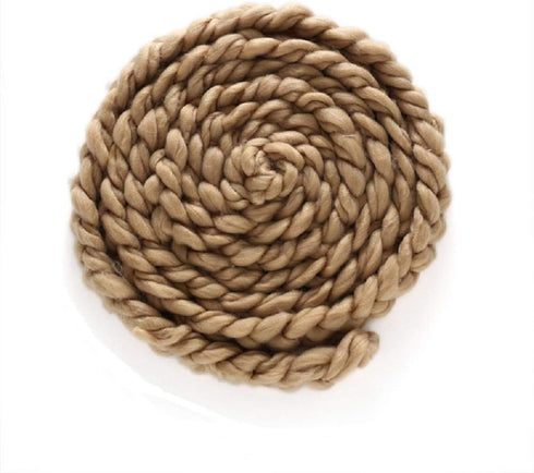 Matissa Newborn Baby Photography Props Braided Rope Basket Filler Photography Background Rug Blanket (Light Brown)...