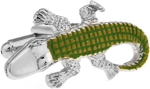 MRCUFF Alligator Gator Green Pair Cufflinks in a Presentation Gift Box & Polishing Cloth...