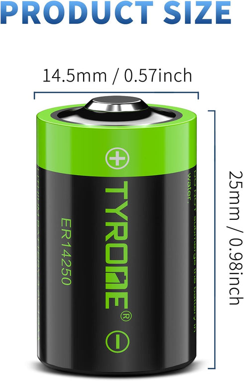 1/2 AA Size LS 14250 ER14250 3.6 Volt 1200 mAh Lithium Batteries 4 Pack, Tyrone Batteries Compatible for Dogwatch Dog Collar and Some of Movement ...