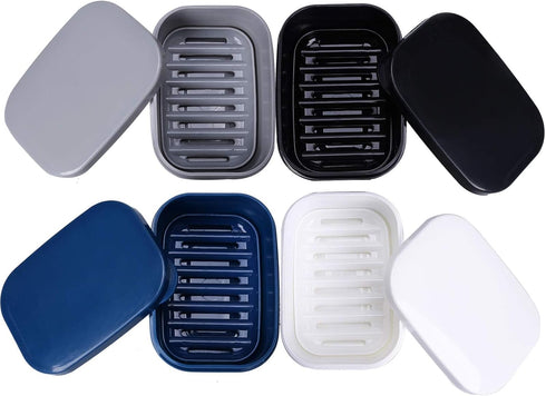 4Pcs Travel Soap Container - Portable Soap Box, Leakproof Soap Case, Plastic Soap Bar Holder - Camping, Bathroom Shower Gym Hiking Traveling...