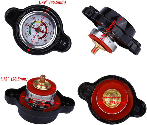 High Pressure Radiator Cap with Temperature Gauge, providing accurate temperature monitoring in real time, Fit for Honda, Kawasaki, Suzuki, Yamaha...