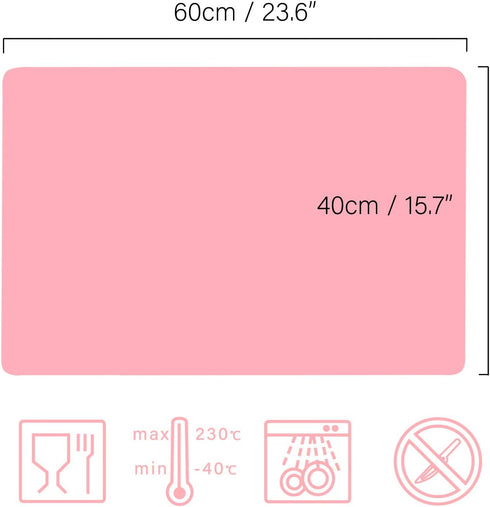 Gartful Makeup Mat for Vanity, 23.6"x15.7" Pink Silicone Mat, X-Large Silicone Sheet for Crafts, Art, Resin Epoxy, Jewelry Casting Molds, Reusable...