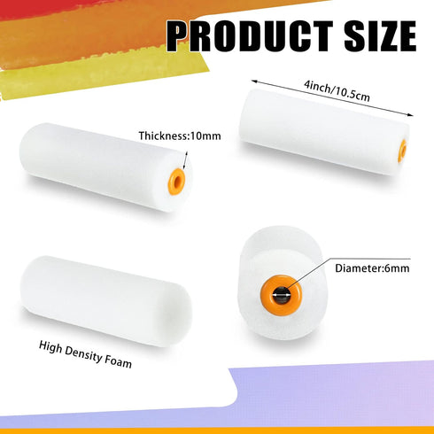 40 Pcs Foam Paint Roller Covers 4 Inch Small High Density Paint Roller Mini House Paint Rollers for Painting Wall Ceiling Cabinet Cupboard Door, W...