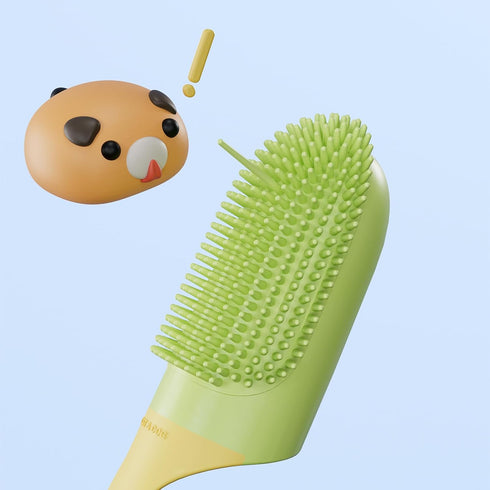 Silicone Pet Toothbrush - Soft Handled Brush with Gentle Bristles, Ideal for Cats & Dogs Dental Care, Easy Teeth Cleaning (Yellow with Green)...