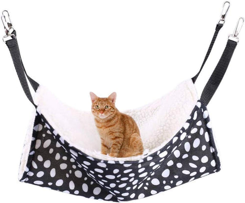 Pet Cage Hammock, Pet Hanging Bed Round Dot Tower Zebra Leopard Pattern Warm Pet Hammock, Soft Plush Hanging Pet Cat Bed Mat Winter Warm Cotton fo...