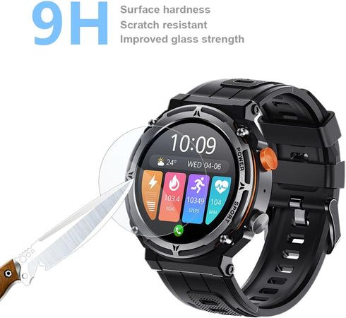 Compatible for PUREROYI Military Smart Watch Screen Protector (3 Pack) 9H Tempered Glass Film Compatible for OTOSAGOW/VIRAN 1.39” C21 PRO Smart Wa...