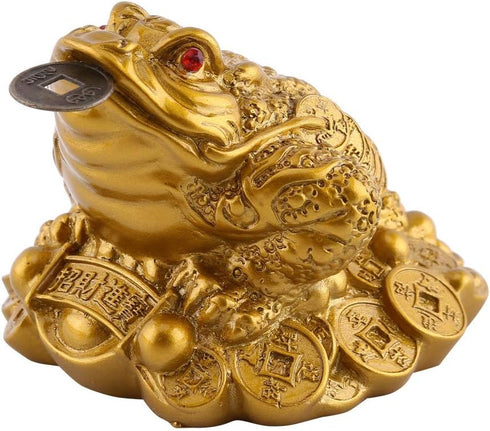 Hilitand Money Frog Toad Decoration,Chinese Feng Shui Wealth Lucky Money Frog Statue Home Office Decoration Good Lucky Gift(S-6X6X5cm)...