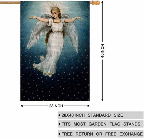 AOYEGO Angel Flying House Flag 28 x 40 Inch Large Vertical Double Sided Christmas in a Starry Night Sky Seasonal Outside Décor for Garden Yard Far...