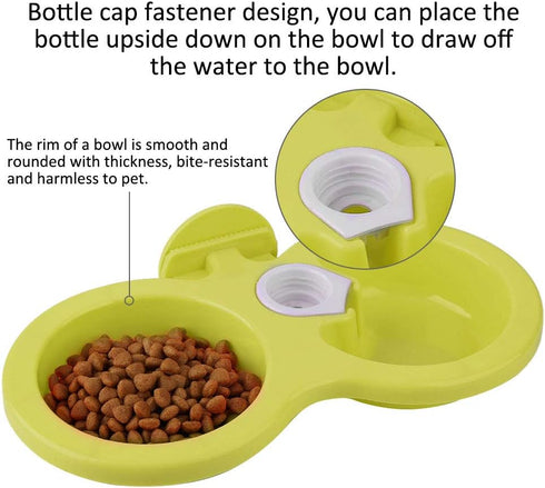Puppy Double Bowl, Puppy Double Bowl Stainless Steel Dog Bowl Pet Cat Dog Puppy Double Bowl Hanging Food Water Feeder for Crate Cage Small (Green)...