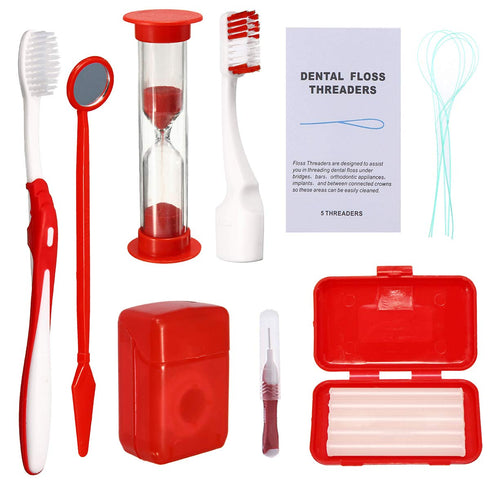 Braces Cleaning Kit for Teeth, Portable Orthodontic Toothbrush Kit Oral Care Dental Travel Kit - Interdental Brush Dental Wax Dental Floss Toothbr...