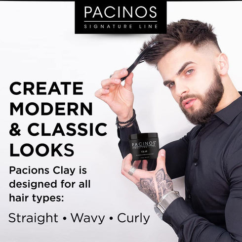Pacinos Signature Line Clay Hair Paste - Long Lasting Styling Wax with Firm Hold for All Hair Styles 4 Oz...