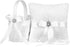 TRUE LOVE GIFT Ring Bearer Pillow and Wedding Flower Girl Basket Set Pearl Rhinestones White Satin Lace Collection...