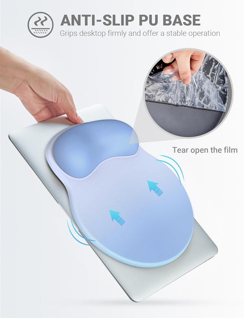 Ergonomic Mouse Pad Wrist Support, Comfortable Mouse Pad Wrist Rest, Relieve Wrist Pain Gel Mouse pad, Non-Slip Rubber Base Mousepad for Laptop, C...