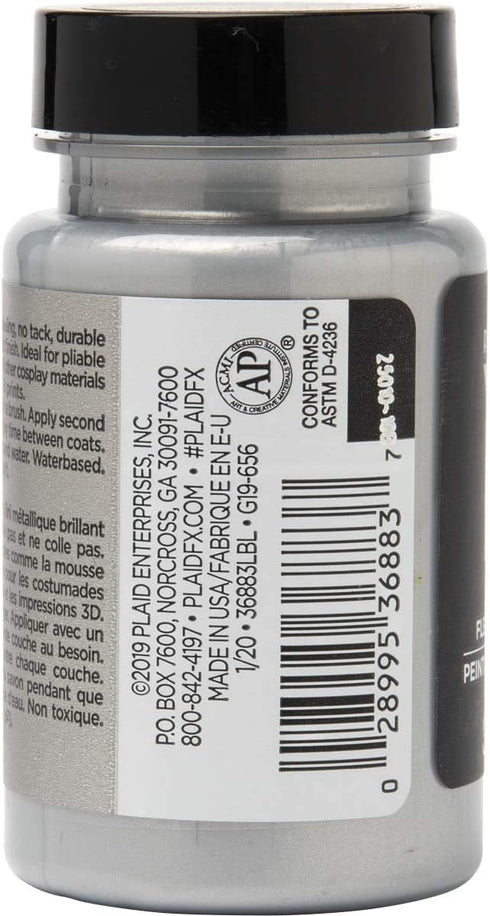 PlaidFX Metallic Flexible Acrylic Paint Ideal for Pliable Surfaces and Cosplay Costumes, Non-Cracking or Peeling, No-Tack, Durable, 3 oz, Chainmai...