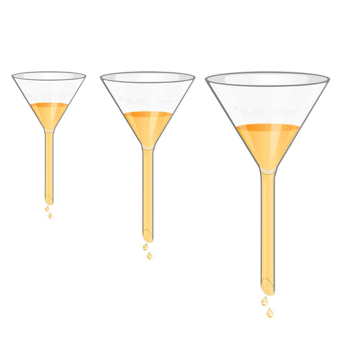 ULAB Scientific Glass Funnel Set, 1 of Each Size 50mm 75mm 100mm with Approx. 60° Angle, Short stem, UGF1009...