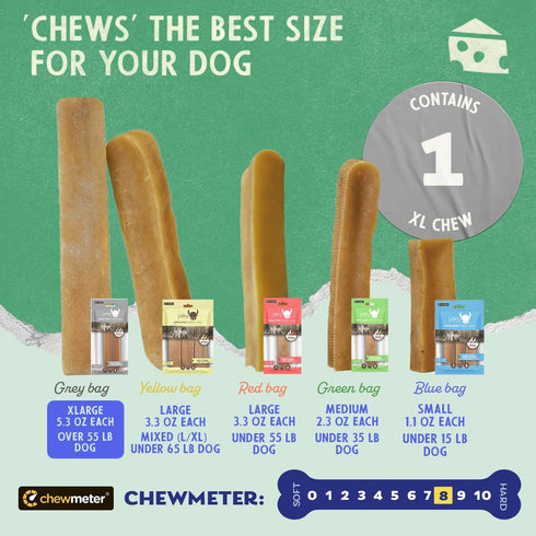 Chewmeter Himalayan Yaky Cheese Chew, 100% Natural, Long Lasting, Gluten Free, Healthy & Safe Dog Treats, Lactose & Grain Free, Protein Rich, Stai...
