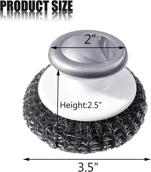 Stainless Steel Wool Scrubber with Handle, Heavy Duty Dish Scrubber, Steel Brush for Cleaning Pots, Pans, Grills, Sink (4 Pack)...