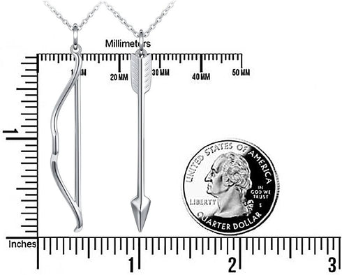 DAOCHONG S925 Sterling Silver Mens Womens Bow Arrow Couple Lovers Pendant Bff Friendship Best Friend Necklace Matching Valentine Day Gift for Wome...