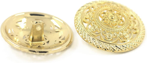 Bezelry 8 Pieces Metal Lacework Filigree Metal Shank Buttons. 30mm (Gold)...
