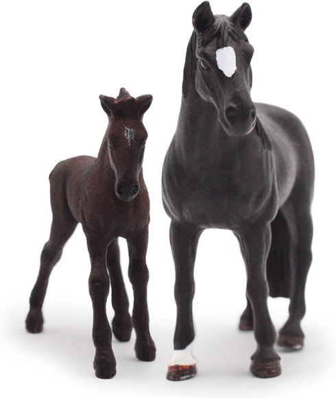 Gemini&Genius Horses Toy for Kids, Farm Horse Animal Playset, Stallion with Horse Cub Family Action Figures Party Favors Supplies, Party Cupcake T...