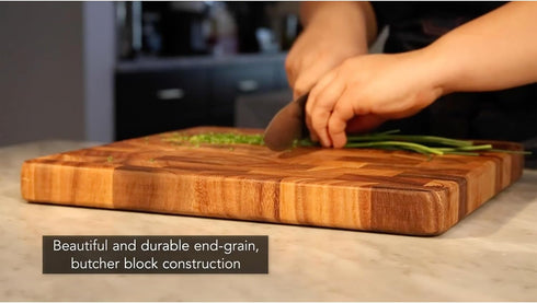 Ironwood Gourmet Large End Grain Prep Station Acacia Wood Cutting Board, 14 x 20-Inch, Brown...