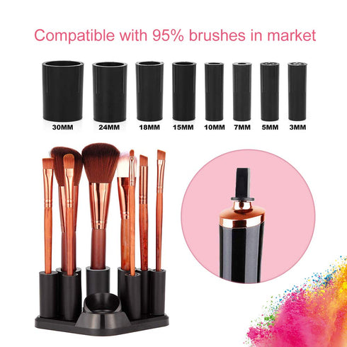 Premium Makeup Brush Cleaner and Dryer Machine Hangsun Electric Cosmetic Make Up Brushes Set Cleaning Tool with 8 Size Rubber Collars Wash and Dry...