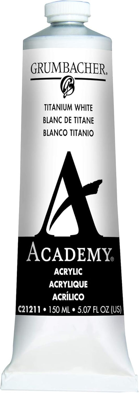 Grumbacher Academy Acrylic Paint, 150ml/5.07 oz Metal Tube, Titanium White (C21211)...
