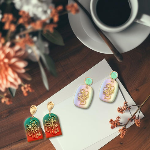 CHGCRAFT Polymer Clay Texture Sheets Bohemian Flowers Clay Texture Mat Floral Clay Texture Stamps Polymer Clay Earrings Tools Clay Texture Mat for...
