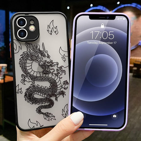 Compatible with iPhone 12 Case Fashion Cool Dragon Animal 3D Pattern Design Frosted PC Back Soft TPU Bumper Shockproof Protective Case Cover for i...