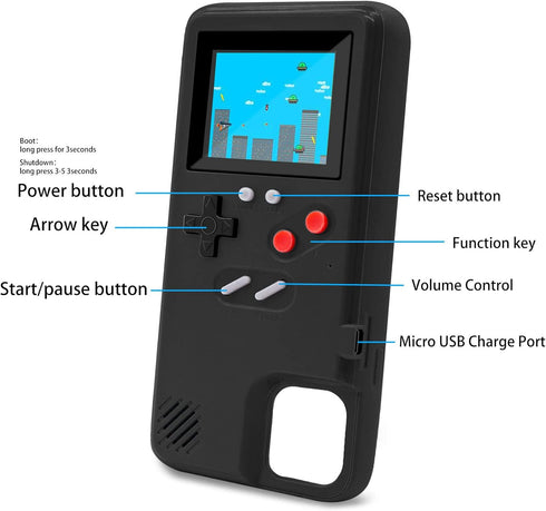 LucBuy Game Console Case for iPhone 15 Pro, Retro Protective Cover Self-Powered Case with 36 Small Game, Full Color Display, Shockproof Video Comp...