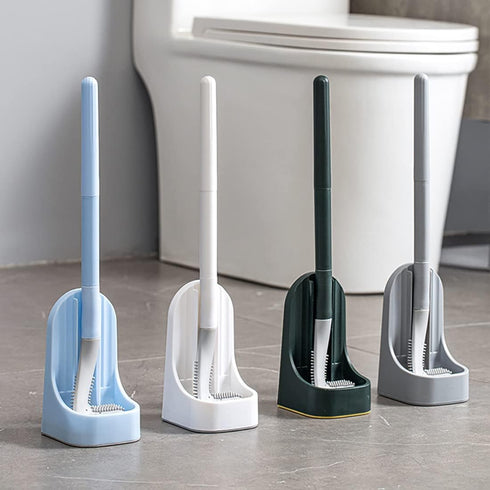 Toilet Brush, Long Handle Golf Toilet Brush with Holder 360° Deep Cleaning Flexible Silicone Toilet Cleaner Brush Wall Mounted for Bathroom (2Pcs ...