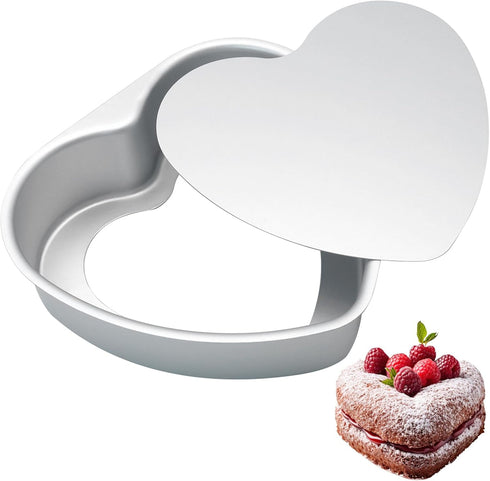 Heart Shaped Cake Pans, 8 inch Aluminium Alloy Heart Cake Mold, DIY Heart Baking Pan with Removable Bottom for Wedding, Birthday, Anniversary...