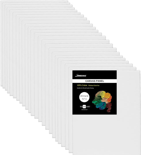 Canvases for Painting,24-Pack 5x7IN,100% Cotton Painting Canvas Panels, Canvas Boards for Painting, Art Supplies,for Oil Paint, Acrylic Paint, Gou...