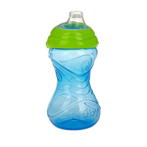 Nuby Clik-It Soft Spout No-Spill Easy Grip Sippy Cup for Boys - (3-Pack) 10 Oz - 6+ Months...